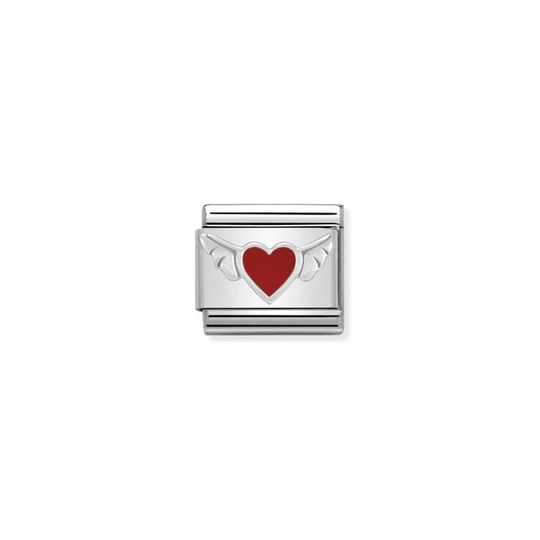 NOMINATION Symbol hjerte med vinger sølv 330202/01