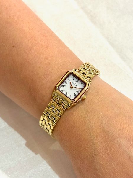 Classic Square Gullfarget Stål / Hvit 18x19mm